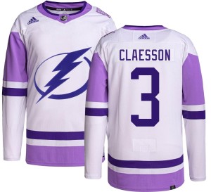 Fredrik Claesson Men's Adidas Tampa Bay Lightning Authentic Hockey Fights Cancer Jersey