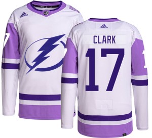 Wendel Clark Men's Adidas Tampa Bay Lightning Authentic Hockey Fights Cancer Jersey