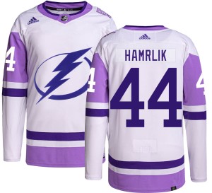 Roman Hamrlik Men's Adidas Tampa Bay Lightning Authentic Hockey Fights Cancer Jersey