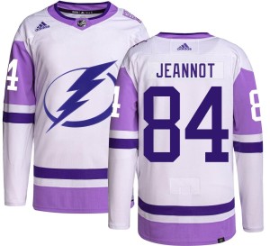 Tanner Jeannot Men's Adidas Tampa Bay Lightning Authentic Hockey Fights Cancer Jersey