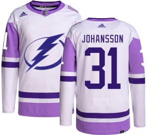 Jonas Johansson Men's Adidas Tampa Bay Lightning Authentic Hockey Fights Cancer Jersey