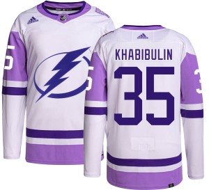 Nikolai Khabibulin Men's Adidas Tampa Bay Lightning Authentic Hockey Fights Cancer Jersey