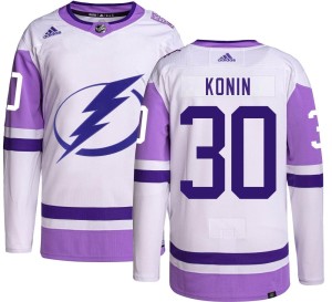 Kyle Konin Men's Adidas Tampa Bay Lightning Authentic Hockey Fights Cancer Jersey