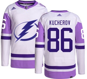 Nikita Kucherov Men's Adidas Tampa Bay Lightning Authentic Hockey Fights Cancer Jersey