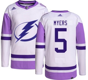 Philippe Myers Men's Adidas Tampa Bay Lightning Authentic Hockey Fights Cancer Jersey