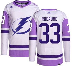 Manon Rheaume Men's Adidas Tampa Bay Lightning Authentic Hockey Fights Cancer Jersey