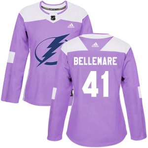 Pierre-Edouard Bellemare Women's Adidas Tampa Bay Lightning Authentic Purple Fights Cancer Practice Jersey