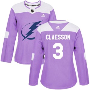 Fredrik Claesson Women's Adidas Tampa Bay Lightning Authentic Purple Fights Cancer Practice Jersey