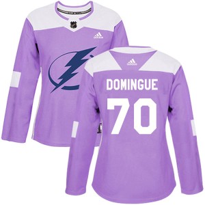 Louis Domingue Women's Adidas Tampa Bay Lightning Authentic Purple Fights Cancer Practice Jersey
