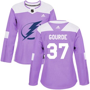 Yanni Gourde Women's Adidas Tampa Bay Lightning Authentic Purple Fights Cancer Practice Jersey