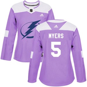 Philippe Myers Women's Adidas Tampa Bay Lightning Authentic Purple Fights Cancer Practice Jersey