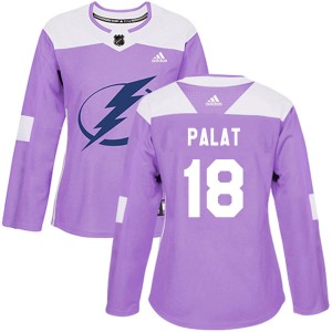 Ondrej Palat Women's Adidas Tampa Bay Lightning Authentic Purple Fights Cancer Practice Jersey