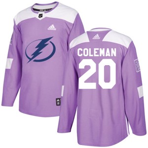 Blake Coleman Men's Adidas Tampa Bay Lightning Authentic Purple Fights Cancer Practice Jersey