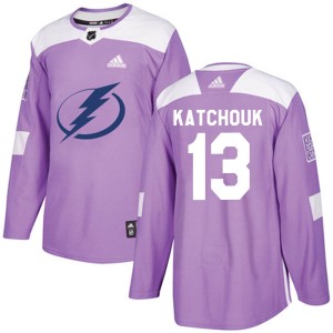 Boris Katchouk Men's Adidas Tampa Bay Lightning Authentic Purple Fights Cancer Practice Jersey