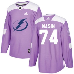 Dominik Masin Men's Adidas Tampa Bay Lightning Authentic Purple Fights Cancer Practice Jersey
