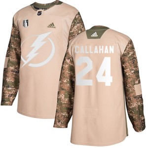 Ryan Callahan Men's Adidas Tampa Bay Lightning Authentic Camo Veterans Day Practice 2022 Stanley Cup Final Jersey