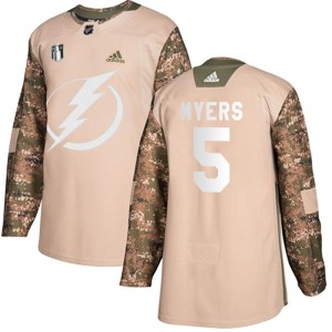 Philippe Myers Men's Adidas Tampa Bay Lightning Authentic Camo Veterans Day Practice 2022 Stanley Cup Final Jersey