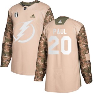 Nicholas Paul Men's Adidas Tampa Bay Lightning Authentic Camo Veterans Day Practice 2022 Stanley Cup Final Jersey