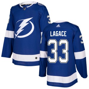 Maxime Lagace Men's Adidas Tampa Bay Lightning Authentic Blue Home Jersey
