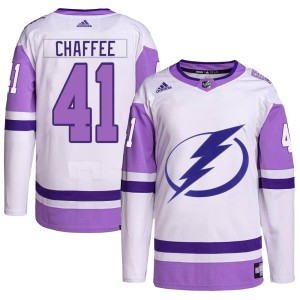 Mitchell Chaffee Youth Adidas Tampa Bay Lightning Authentic White/Purple Hockey Fights Cancer Primegreen Jersey