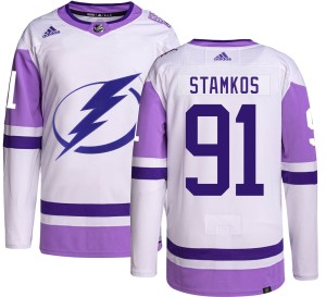 Steven Stamkos Youth Adidas Tampa Bay Lightning Authentic Hockey Fights Cancer Jersey