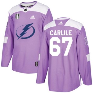 Declan Carlile Youth Adidas Tampa Bay Lightning Authentic Purple Fights Cancer Practice 2022 Stanley Cup Final Jersey