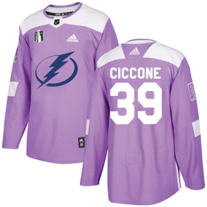 Enrico Ciccone Youth Adidas Tampa Bay Lightning Authentic Purple Fights Cancer Practice 2022 Stanley Cup Final Jersey