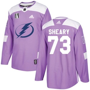 Conor Sheary Youth Adidas Tampa Bay Lightning Authentic Purple Fights Cancer Practice 2022 Stanley Cup Final Jersey