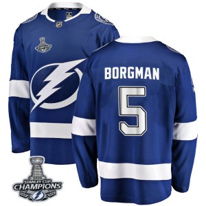 Andreas Borgman Youth Fanatics Branded Tampa Bay Lightning Breakaway Blue Home 2020 Stanley Cup Champions Jersey