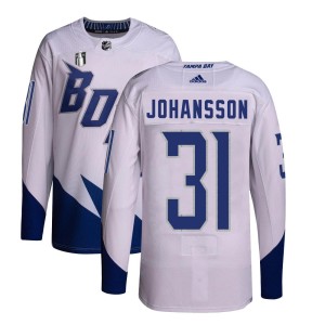 Jonas Johansson Men's Adidas Tampa Bay Lightning Authentic White 2022 Stadium Series Primegreen 2022 Stanley Cup Final Jersey