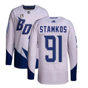 Steven Stamkos Men's Adidas Tampa Bay Lightning Authentic White 2022 Stadium Series Primegreen 2022 Stanley Cup Final Jersey