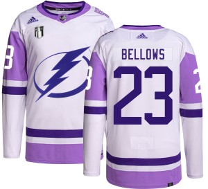 Brian Bellows Youth Adidas Tampa Bay Lightning Authentic Hockey Fights Cancer 2022 Stanley Cup Final Jersey