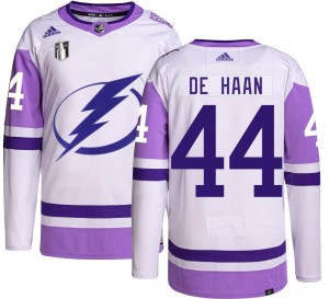 Calvin de Haan Youth Adidas Tampa Bay Lightning Authentic Hockey Fights Cancer 2022 Stanley Cup Final Jersey