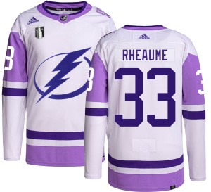 Manon Rheaume Youth Adidas Tampa Bay Lightning Authentic Hockey Fights Cancer 2022 Stanley Cup Final Jersey