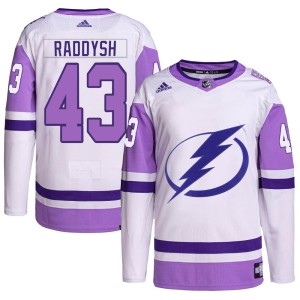 Darren Raddysh Youth Adidas Tampa Bay Lightning Authentic White/Purple Hockey Fights Cancer Primegreen 2022 Stanley Cup Final Je