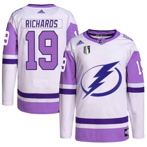 Brad Richards Youth Adidas Tampa Bay Lightning Authentic White/Purple Hockey Fights Cancer Primegreen 2022 Stanley Cup Final Jer
