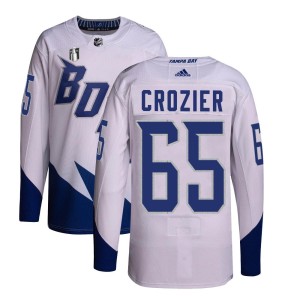 Maxwell Crozier Youth Adidas Tampa Bay Lightning Authentic White 2022 Stadium Series Primegreen 2022 Stanley Cup Final Jersey