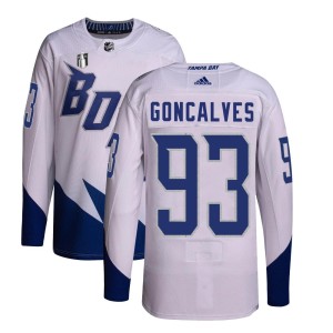 Gage Goncalves Youth Adidas Tampa Bay Lightning Authentic White 2022 Stadium Series Primegreen 2022 Stanley Cup Final Jersey