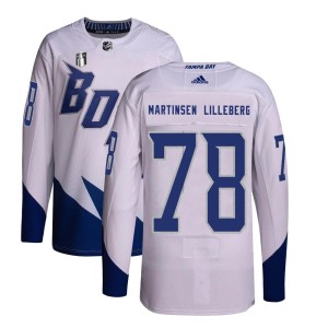 Emil Martinsen Lilleberg Youth Adidas Tampa Bay Lightning Authentic White 2022 Stadium Series Primegreen 2022 Stanley Cup Final 