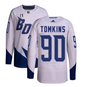 Matt Tomkins Youth Adidas Tampa Bay Lightning Authentic White 2022 Stadium Series Primegreen 2022 Stanley Cup Final Jersey