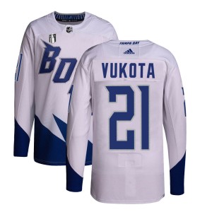 Mick Vukota Youth Adidas Tampa Bay Lightning Authentic White 2022 Stadium Series Primegreen 2022 Stanley Cup Final Jersey