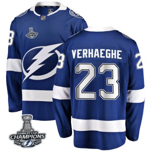 Carter Verhaeghe Men's Fanatics Branded Tampa Bay Lightning Breakaway Blue Home 2020 Stanley Cup Champions Jersey