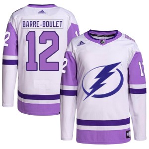 Alex Barre-Boulet Men's Adidas Tampa Bay Lightning Authentic White/Purple Hockey Fights Cancer Primegreen 2022 Stanley Cup Final