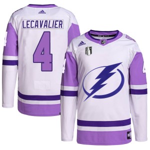 Vincent Lecavalier Men's Adidas Tampa Bay Lightning Authentic White/Purple Hockey Fights Cancer Primegreen 2022 Stanley Cup Fina