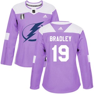 Brian Bradley Women's Adidas Tampa Bay Lightning Authentic Purple Fights Cancer Practice 2022 Stanley Cup Final Jersey