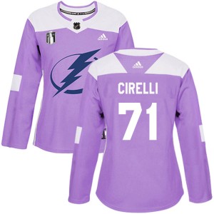 Anthony Cirelli Women's Adidas Tampa Bay Lightning Authentic Purple Fights Cancer Practice 2022 Stanley Cup Final Jersey