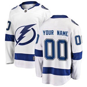 Custom Youth Fanatics Branded Tampa Bay Lightning Breakaway White Custom Away Jersey