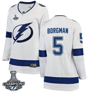Andreas Borgman Women's Fanatics Branded Tampa Bay Lightning Breakaway White Away 2020 Stanley Cup Champions Jersey