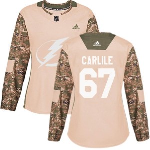 Declan Carlile Women's Adidas Tampa Bay Lightning Authentic Camo Veterans Day Practice Jersey