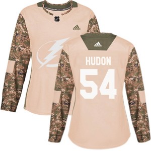 Charles Hudon Women's Adidas Tampa Bay Lightning Authentic Camo Veterans Day Practice Jersey